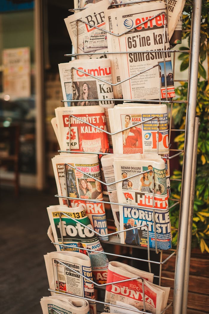 Newspapers on a stand representing media diversity