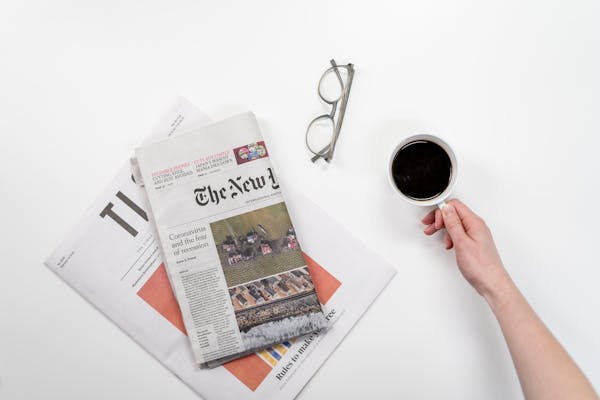 Morning desk news reading